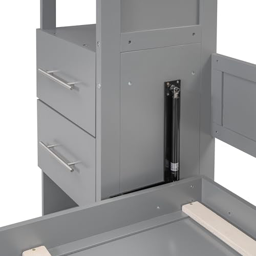Queen Size Murphy Bed with Cabinet and LED Lights P178570