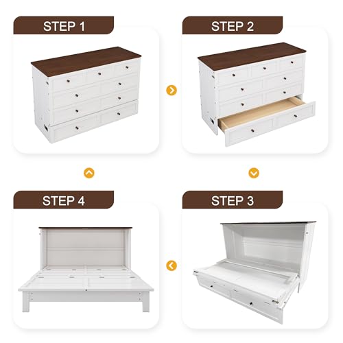 Modern Farmhouse Solid Wood Murphy Bed Queen T3808