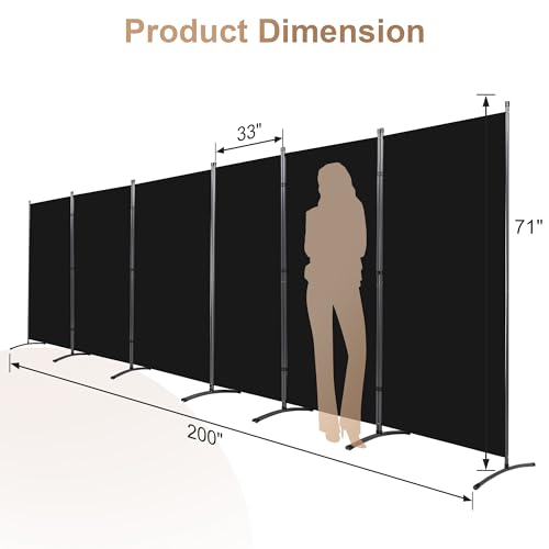 6 Panel Room Divider, Folding Privacy Screen, Freestanding Partition for Home Office P507