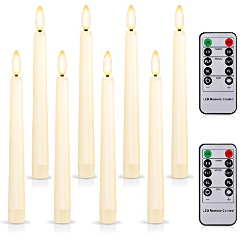 Flameless Taper Candles with Remote, Timer, and Gold Candlesticks I87215