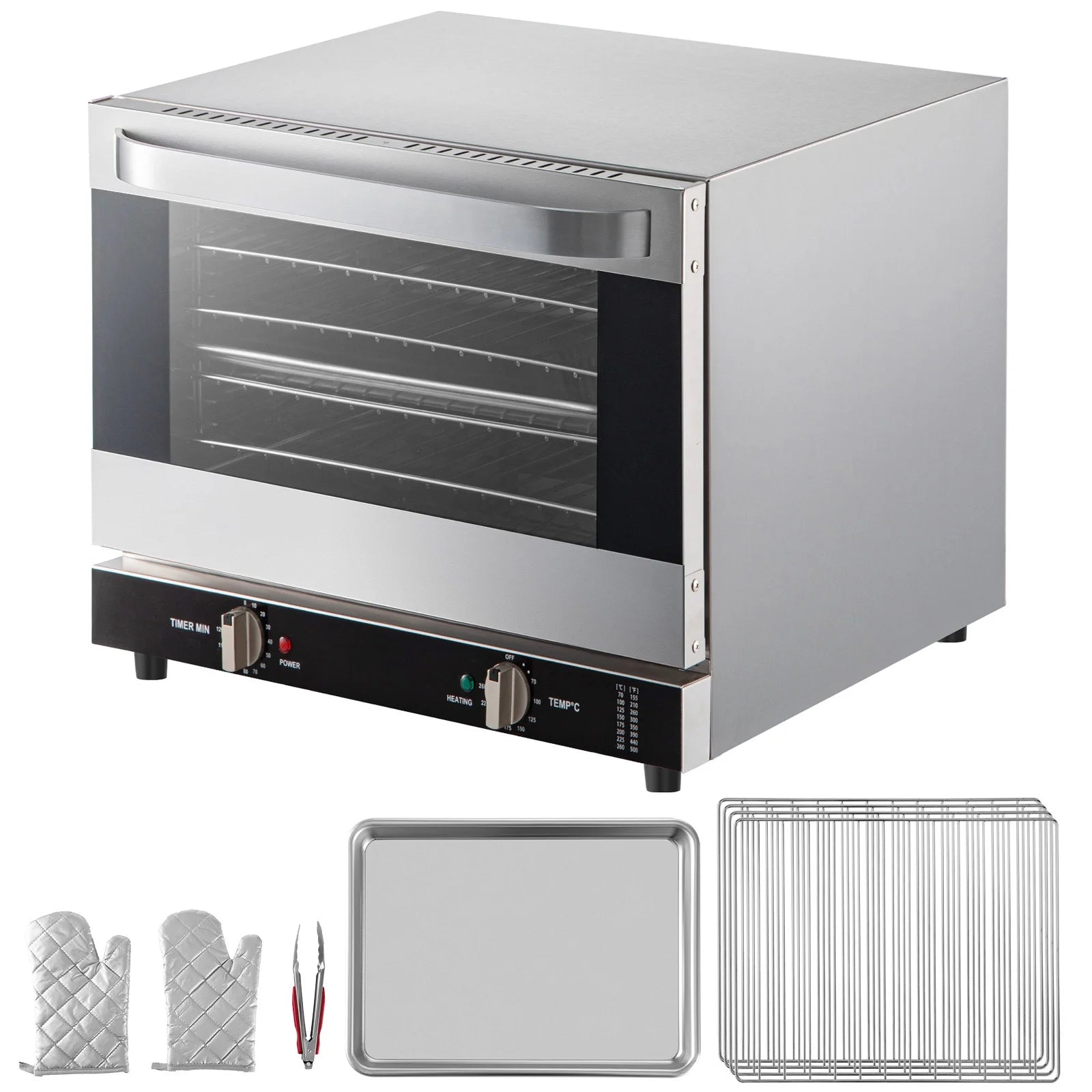 Commercial Convection Oven, 66L Countertop, 1800W Electric Baking Oven with Trays and Racks T271000