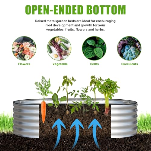 Galvanized Raised Garden Bed, 4x2x1ft Oval Metal Planter Box for Outdoor Vegetables T107625