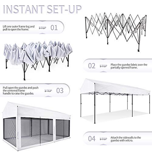 10x20 ft Pop Up Rectangular Canopy with Removable Sidewalls and Carry Bag B839031
