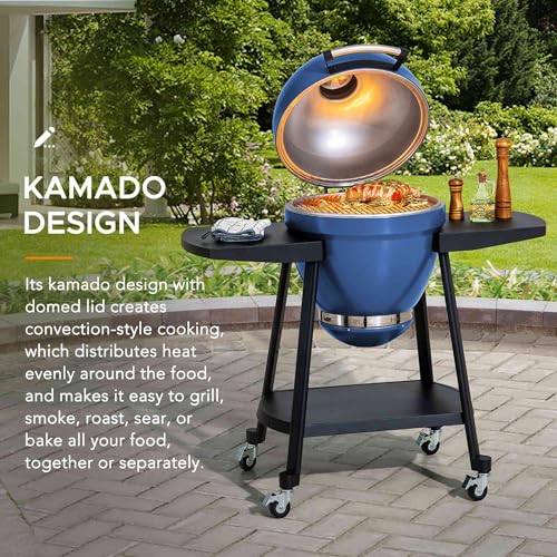Charcoal Kamado Grill with Pizza Stone and Wheels Q84418