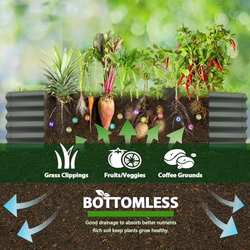 Galvanized Raised Garden Bed Oval Metal Planter Box for Vegetables Flowers A9593