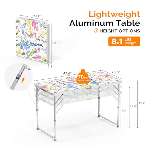 3ft Aluminum Folding Camping Table with Carrying Handle L179408