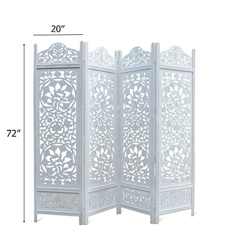 4 Panel Folding Wood Room Divider, Antique Brown, 72 x 80 L396608