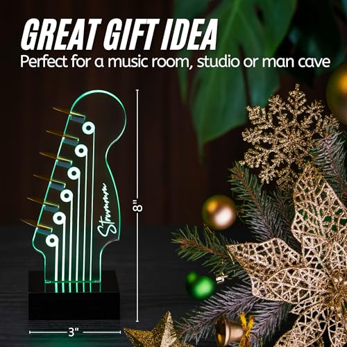 LED Guitar Pick Holder with 7-Color Changing Light, Holds 6 Picks, USB Powered X1551