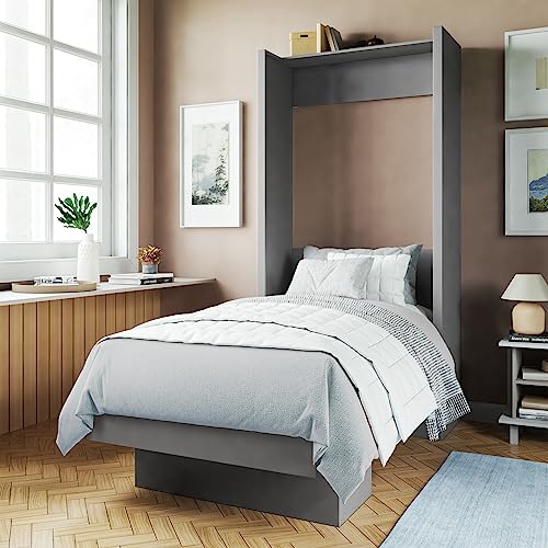 Full Murphy Wall Bed in White with Shelf O67975