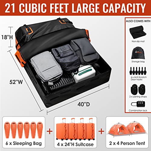 Car Rooftop Cargo Carrier - 21 Cubic Feet, Waterproof Heavy Duty Roof Bag C590664