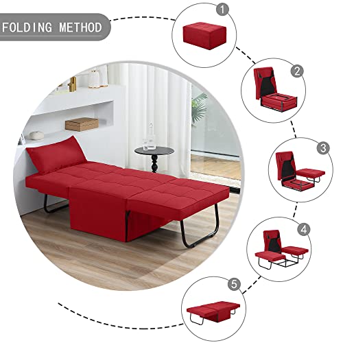 Sofa Bed Folding Ottoman Couch with Adjustable Backrest, Dark Grey C9023