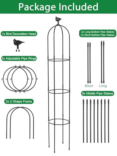 Garden Trellis for Climbing Plants, Rustproof Metal, 6 ft Tall, White E995