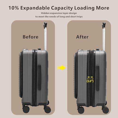 Expandable Carry-On Luggage, Hardside, Spinner Wheels, TSA Lock, 20-Inch U64815