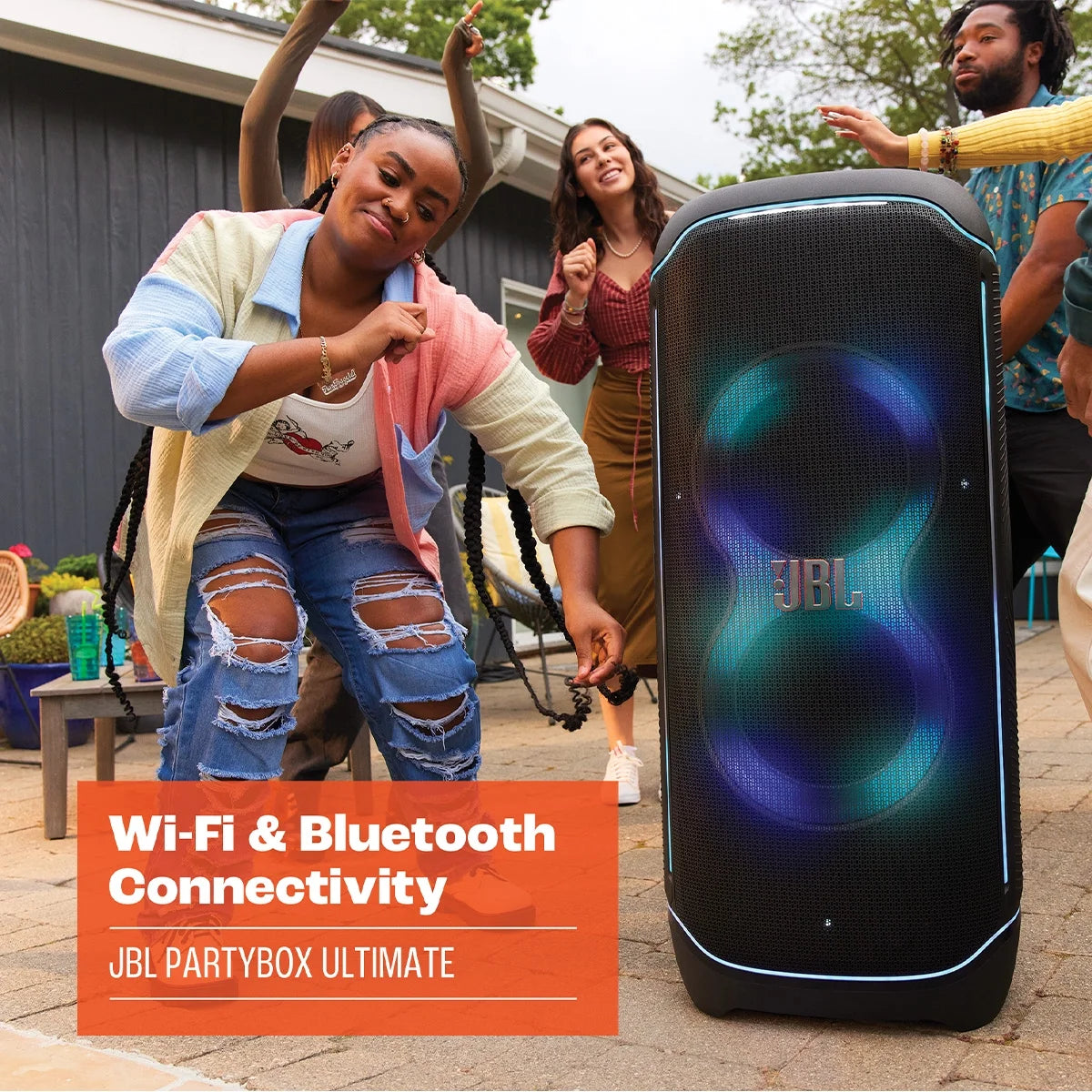 Waterproof Wi-Fi Party Speaker with Dolby Atmos and Lighting Effects E93491
