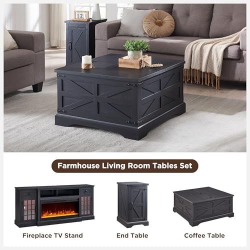 Farmhouse Lift Top Coffee Table with Storage, 36" Wood Square Center Table G51641