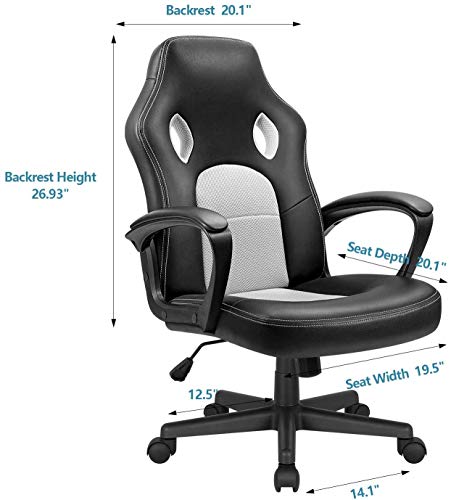 High Back Ergonomic Leather Gaming Chair, Adjustable (Blue) R643180