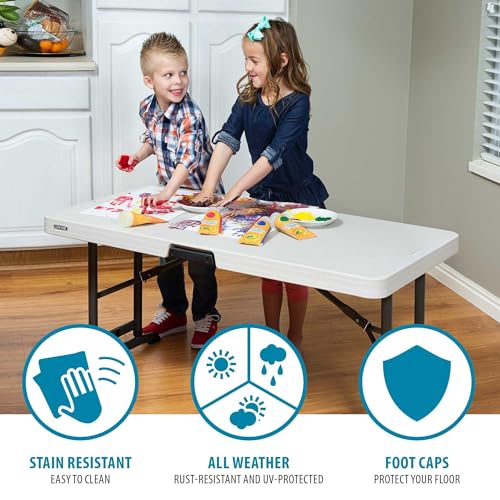4-Foot Commercial Adjustable Folding Table, Almond E21012