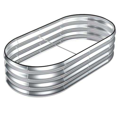 Galvanized Raised Garden Bed, 4x2x1ft Oval Metal Planter Box for Outdoor Vegetables T107625