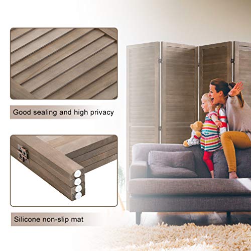 6 Panel Wood Room Divider Freestanding White 5.57 FT S6393