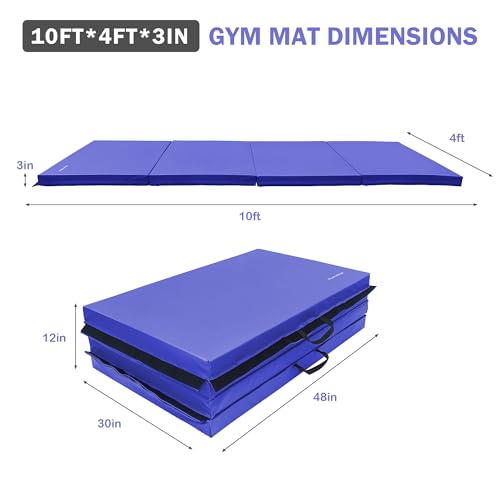 Folding Exercise Gymnastics Mat 4x10x3 Inch with Carrying Handles G881552
