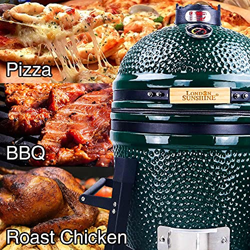 Ceramic Kamado Charcoal BBQ Grill and Smoker, 15 Inch with Tall Stand W2109