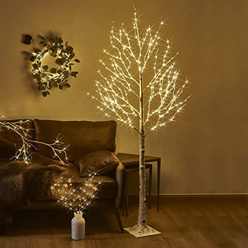 Birch Tree with 200 Fairy Lights for Indoor Outdoor Decor G513205