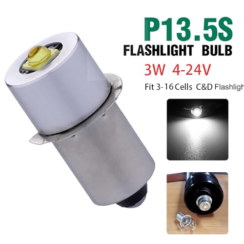 LED Flashlight Bulb DC4-24V, 3W Replacement for 3-16 C&D Cells (1 Pack) E702