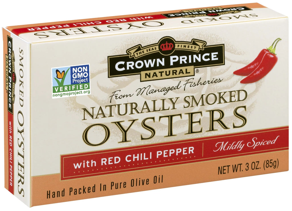 Crown Prince Natural Smoked Oysters With Red Chili Pepper, 3 oz
