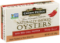 Crown Prince Natural Smoked Oysters With Red Chili Pepper, 3 oz