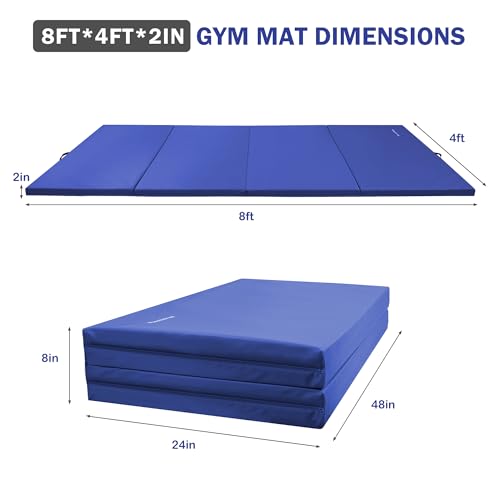 Folding Exercise Mat 4x8 Feet Extra Thick for Gymnastics, MMA, Stretching O287