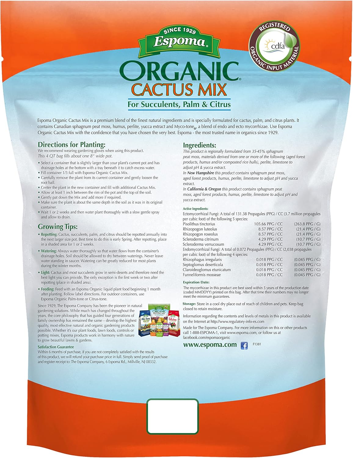 Organic Cactus Potting Soil Mix for Indoor and Outdoor Containers, 8 qt, Pack of 2 S63798