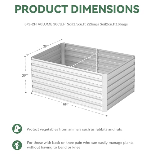 Galvanized Raised Garden Bed 8x4x2ft, Large Metal Planter Box for Vegetables, Flowers, Herbs J9369