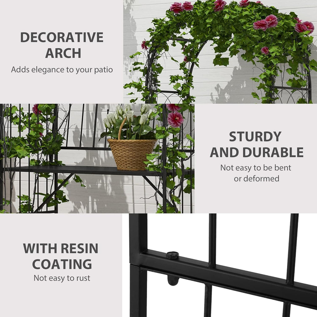 Metal Trellis Arbor Arch with Garden Bench for Climbing Plants F302771