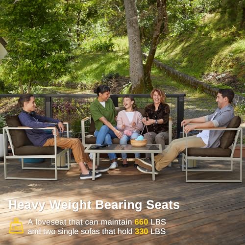 4-Piece Outdoor Patio Set with Sofa and Tempered Glass Table F97509