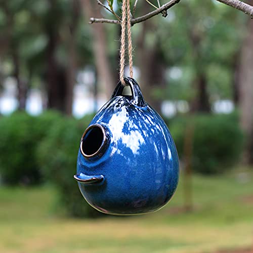 Ceramic Hanging Birdhouse for Outdoor Wild Birds U660