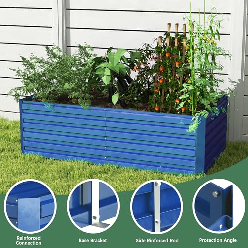 Galvanized Raised Garden Bed 8x4x2ft, Large Metal Planter Box for Vegetables, Flowers, Herbs J9369