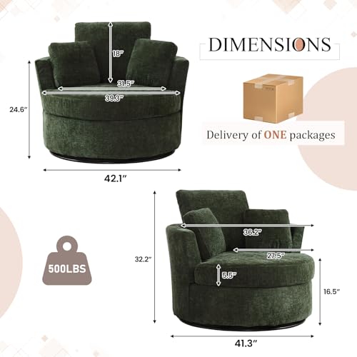 Swivel Barrel Chair with Ottoman for Living Room Bedroom, White W553228