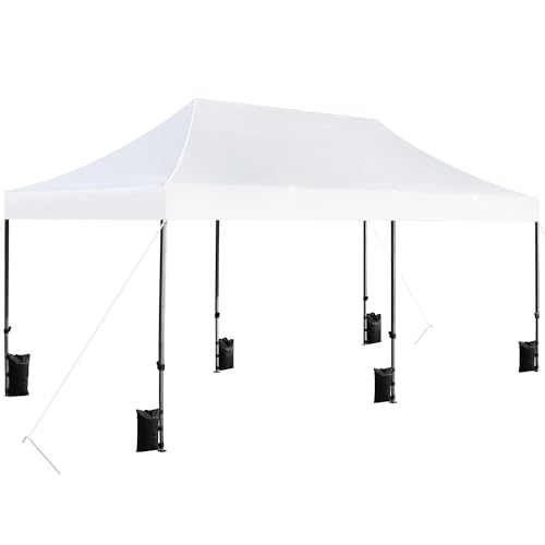 Heavy Duty Pop Up Canopy Tent 10x20 with Wheeled Carry Bag, White X6840