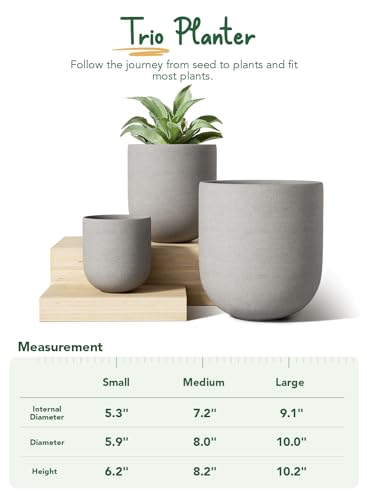 Ceramic Plant Pots with Drainage Hole, Set of 3, White B823