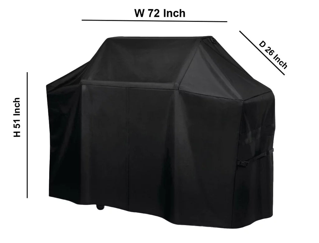 BBQ Grill Cover 72"W x 26"D x 51"H, Heavy Duty Outdoor Waterproof, 600D Oxford Fabric with Dual Handles & Side Buckles L72158