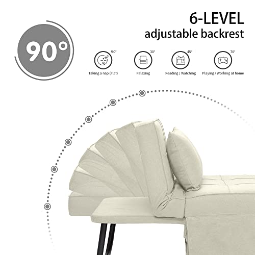 Sofa Bed Folding Ottoman Couch with Adjustable Backrest, Dark Grey C9023