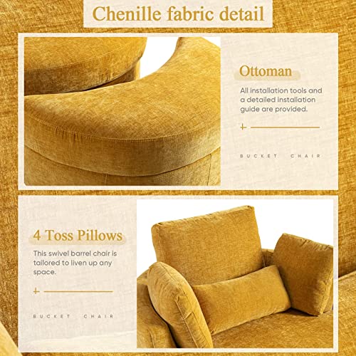 Swivel Barrel Chair with Ottoman for Living Room Bedroom, White W553228