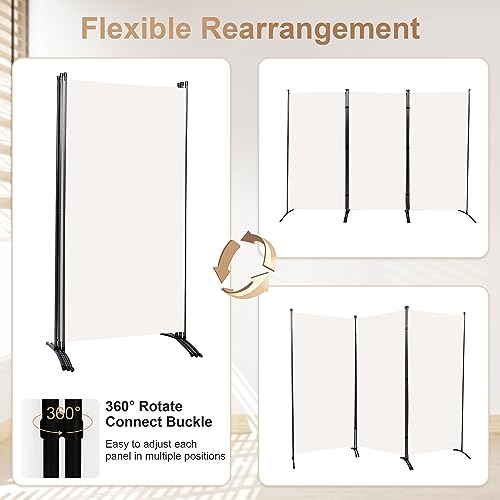 4 Panel Folding Room Divider Privacy Screen with Steel Frame P539789