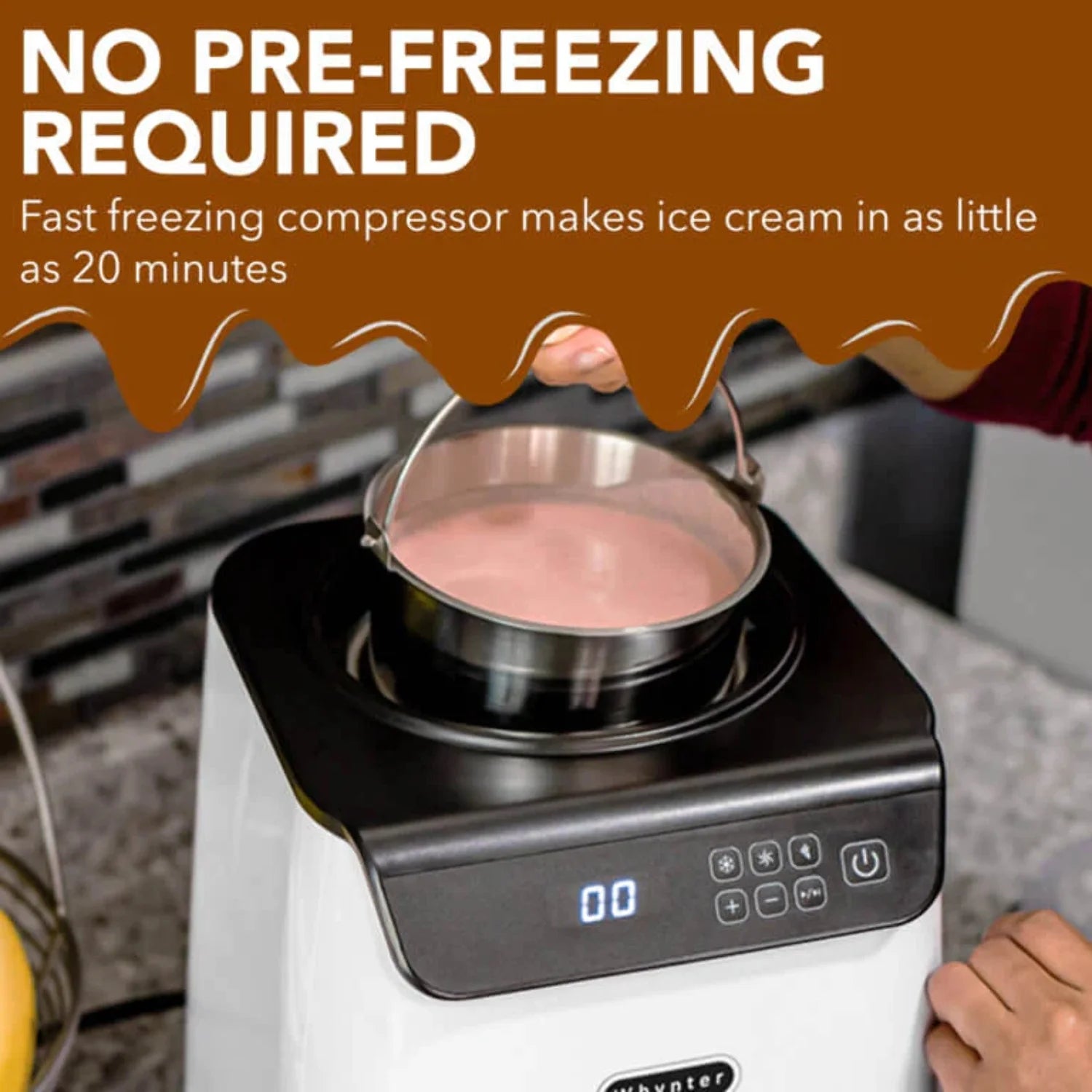 Compact Upright Automatic Ice Cream Maker with Stainless Steel Bowl I49903