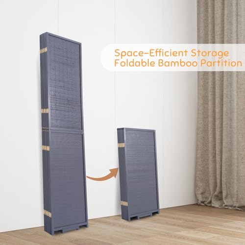 Bamboo Room Divider Folding Privacy Screen, 4 Panel, Beige T32841