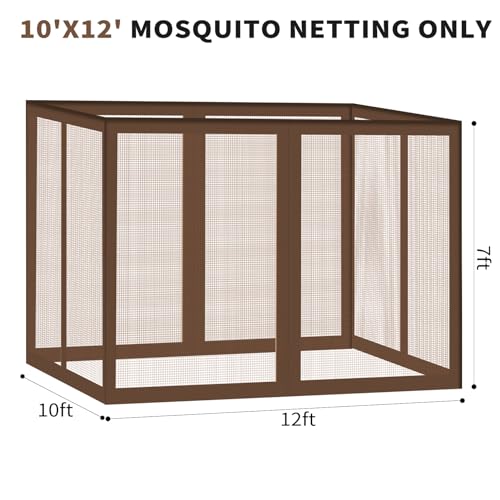 10x10 ft Gazebo Replacement Mosquito Netting with Zippers, 4-Panel Sidewall Y911936
