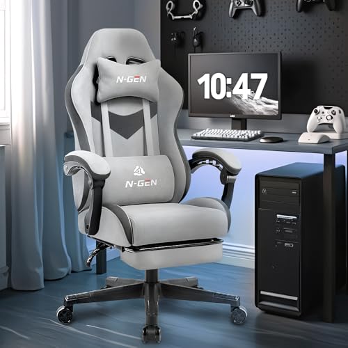 Gaming Chair with Footrest Lumbar Support High Back Recliner Ergonomic Leather Q8605