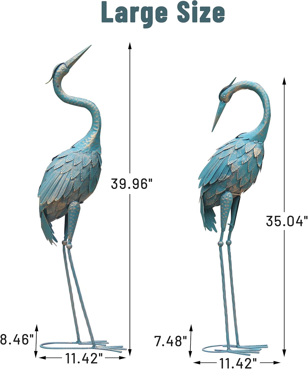 Metal Crane Garden Statue Décor, Set of 2, Outdoor Yard Art E696654