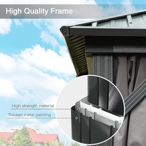 10 x 10 ft Hardtop Gazebo with Netting and Curtains, Galvanized Steel Roof for Patio and Garden X50618