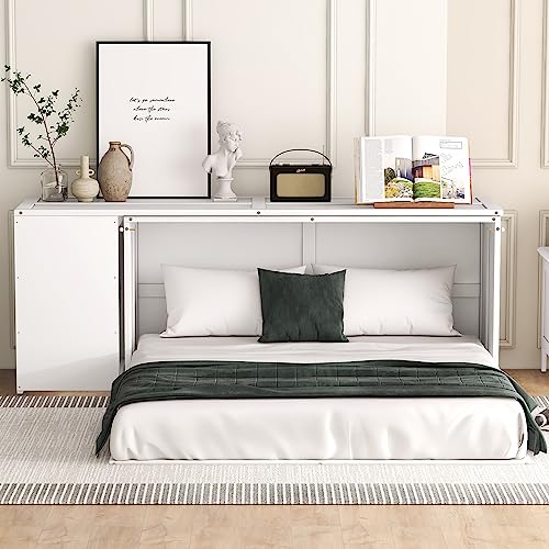 Queen Size Murphy Bed with Cabinet and LED Lights P178570